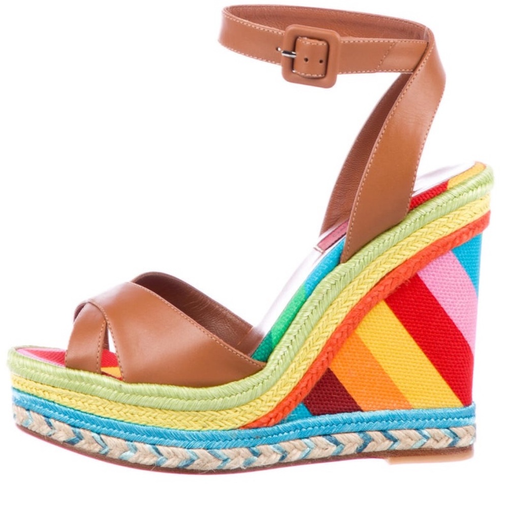 Valentino 1973 leather espadrilles wedges
